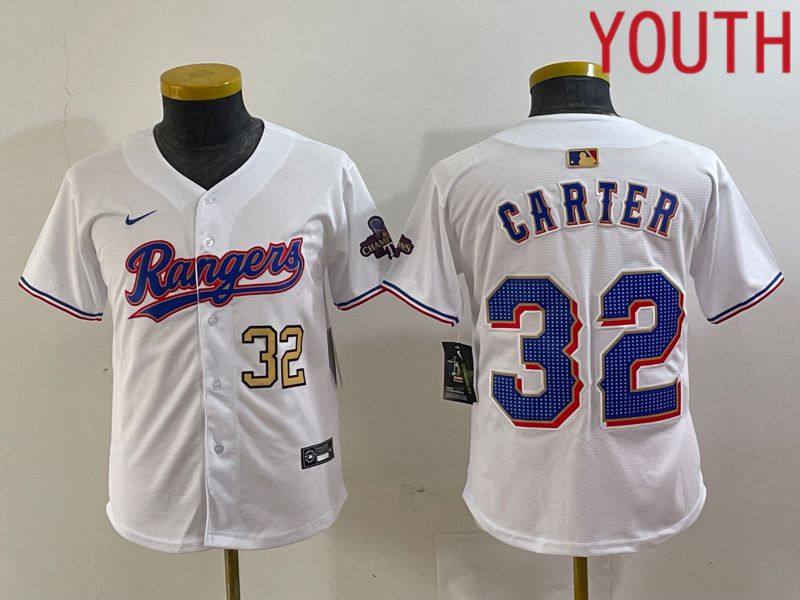 Youth Texas Rangers 32 Carter White Champion Game Nike 2024 MLB Jersey style 3